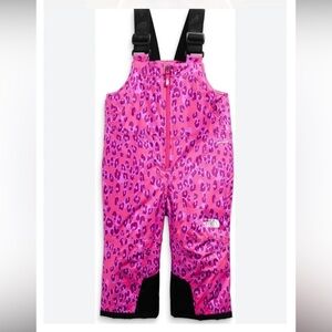 The North Face Pink Leopard-Print Ski snow Bibs 4T 4